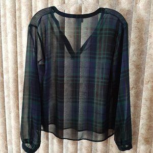 Black/blue/green sheer popover size Medium